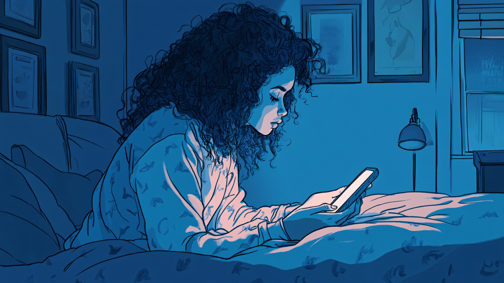 Representação de mulher com insônia.